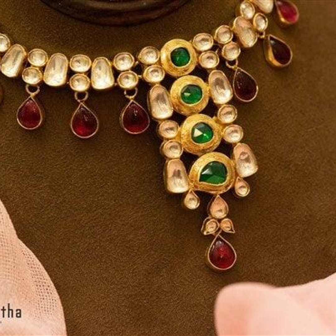 Kundan Necklace Set - 18 inches-1