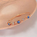 Rose Gold Evil Eye Bangle Bracelet-3