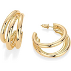 Chunky Gold Triple Hoop Earring-0